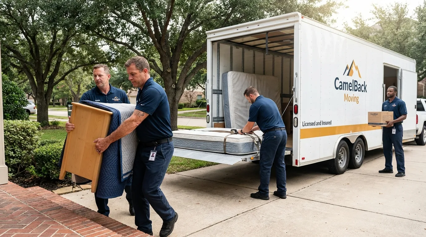 Crew loading residential truck for cross-state move from Loa, UT